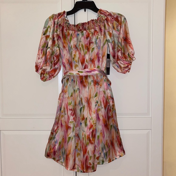 Guess By Marciano Floral Off the Shoulder Dress, Size S, Pink Multicolor - Picture 3 of 6